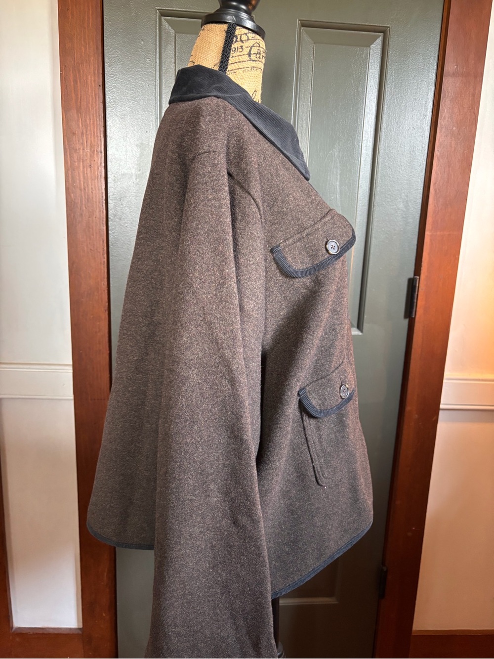 J. Crew Brown Wool-Blend Button Jacket with Brown corduroy trim. Fall,winter - Picture 9 of 12